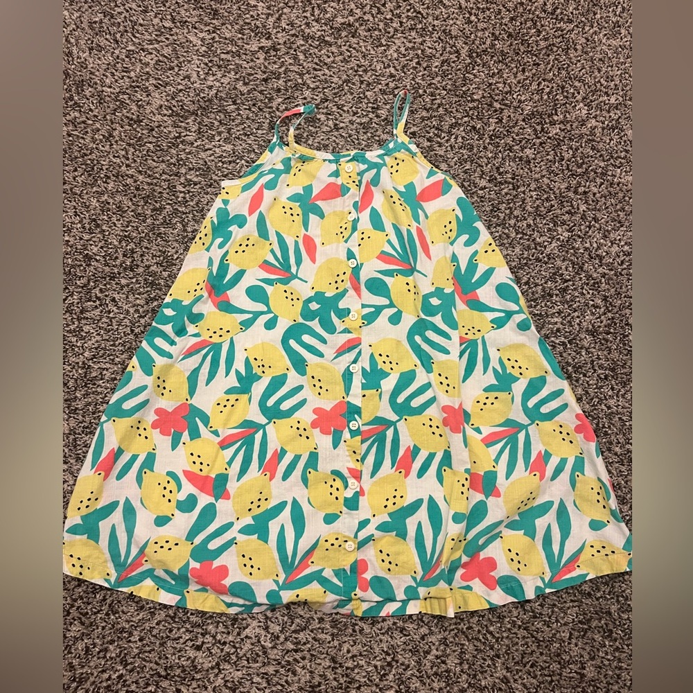 Hanna Andersson Lemon Print Dress in Yellow, Teal & Coral